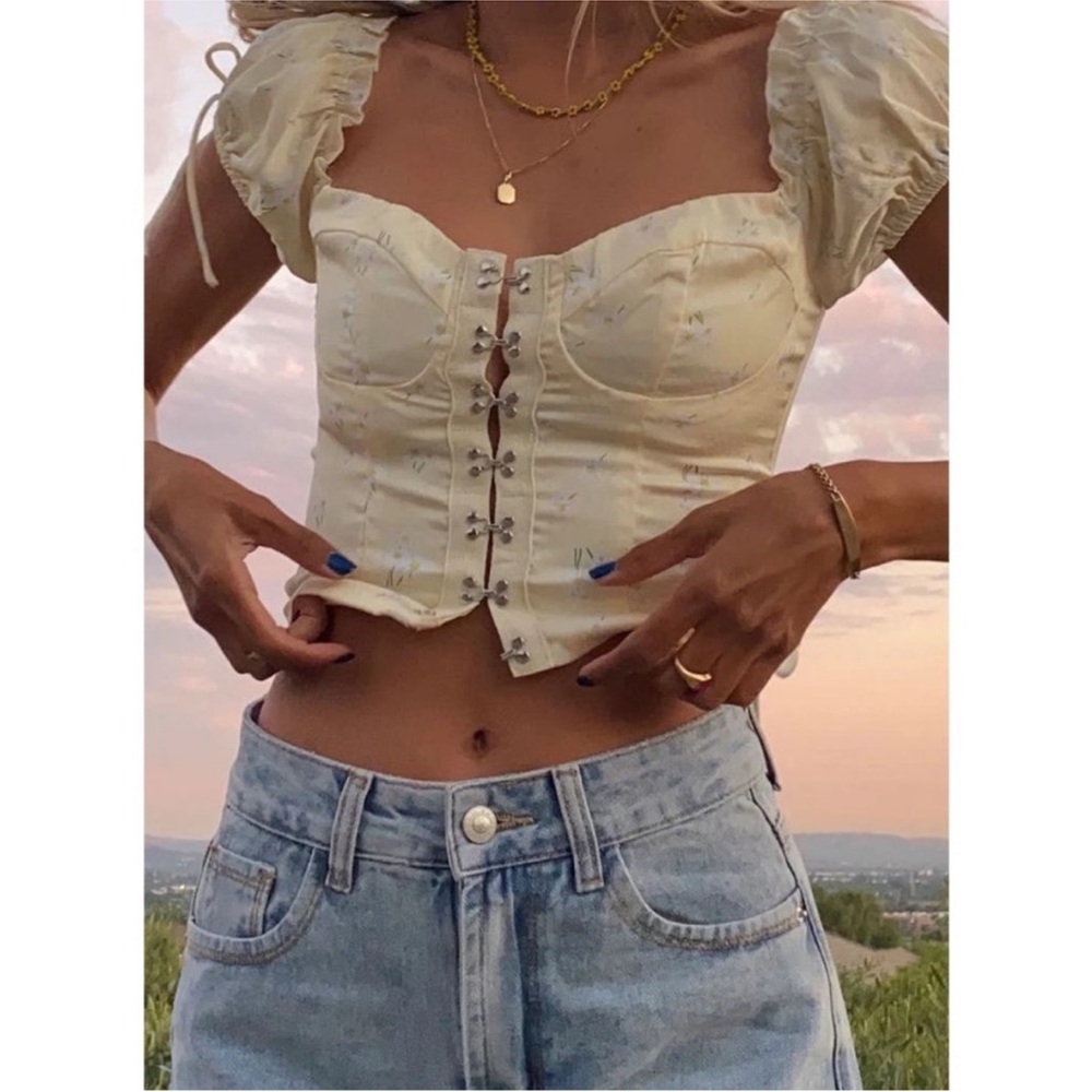 Princess Polly Yellow Allyson Crop Top size 2